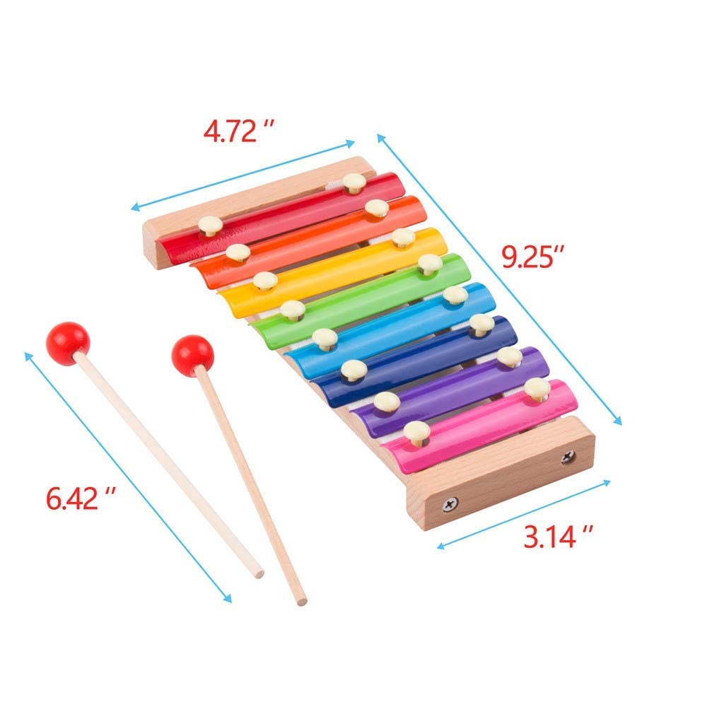 Craft Expertise Wooden Xylophone Musical Toy for Kids – 8 Notes, 2 Sticks, Multicolor Instrument for Toddlers, Wooden & Iron, 9 Inches – Montessori Music Toy for 3+ Years 2