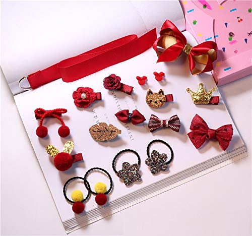 BabyMoon 18Pcs/Set Mix Style Headwear Set Children Accessories Ribbon Bow With Full Covered Clips Hairpins For Girls Princess Crown Headdress Hair Accessories With Gift Box 3