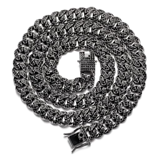 Halukakah Gold Chain for Men - The Royal - Iced Out 14/20MM Gold/Platinum White/Rose Gold/Rhodium Black Cuban Link Chain Necklace Bracelet Full Cz Diamond Cut Prong Set,Great Present Idea