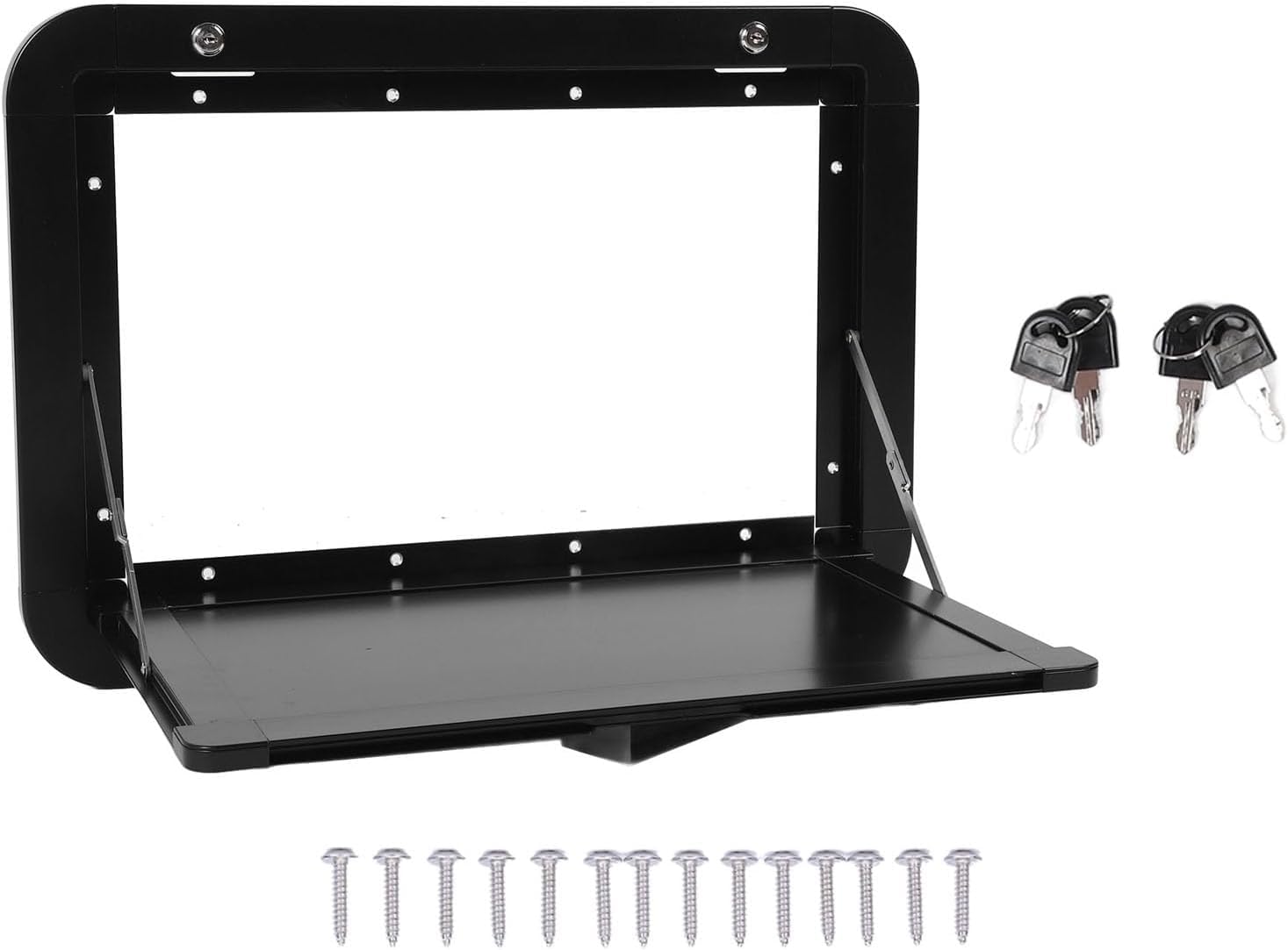 Wandklapptisch für Wohnmobile,Wohnmobil-Aluminium-Klapptisch,klappbarer Wandtisch,Hängender Esstisch,80*45cm,für Wohnmobil Wohnwagen Picknick,Geeignet für Picknick im Freien,Maximale 25 KG (Black)