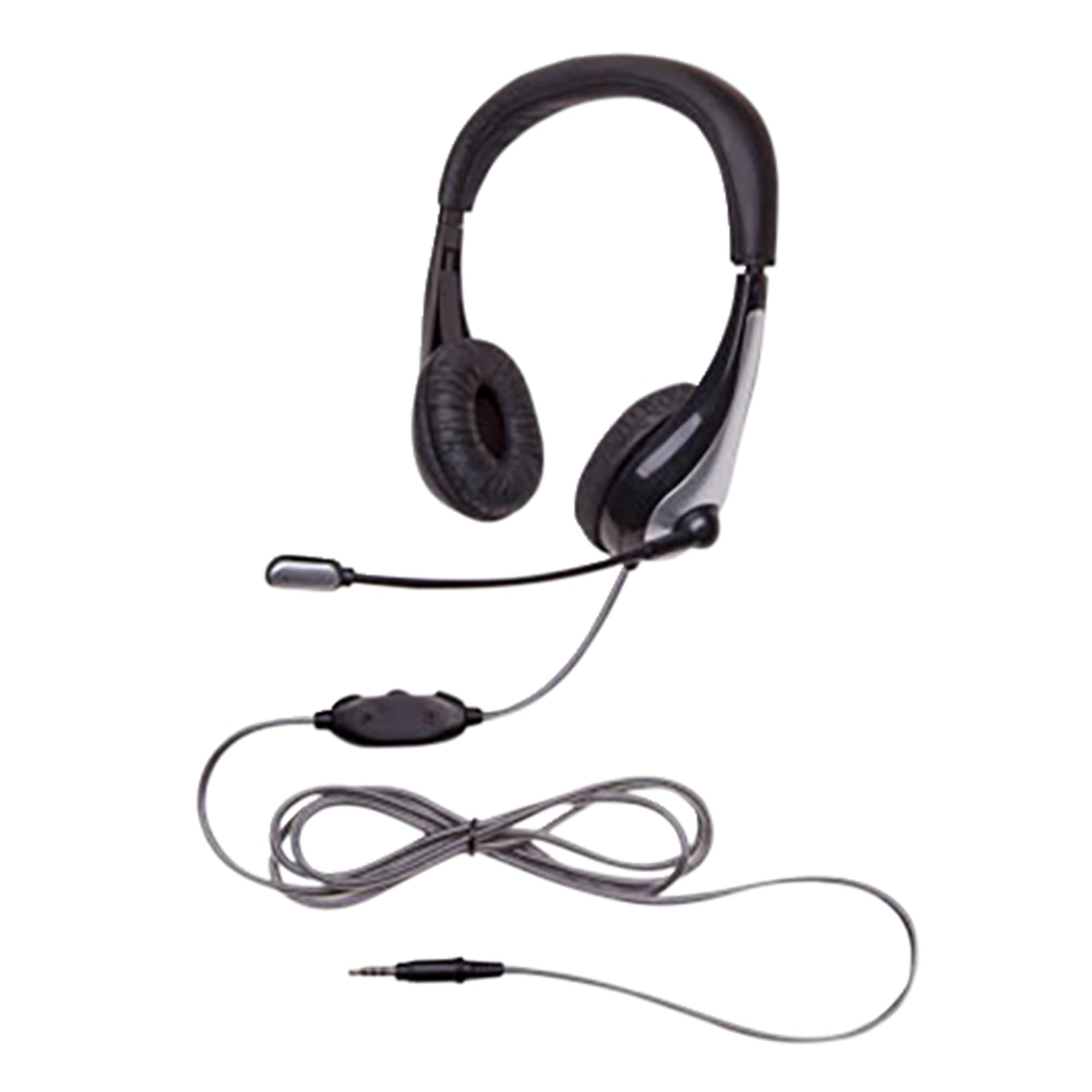 Headset ON-Ear W/GOOSENECK Microphone - 3.5MM - Black NEOTECH - Each by Califone – Standard, Acrylonitrile Butadiene Styrene (ABS), black/Silver, Model 1025MT