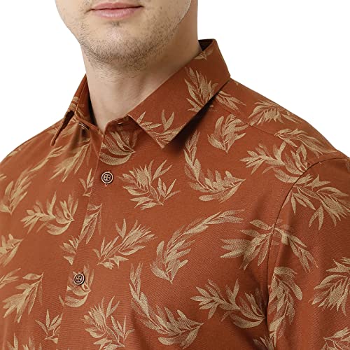 Image of Men's Slim Fit Half Sleeve Casual Shirt Brown