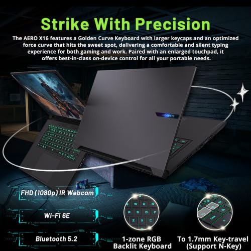 Image of GIGABYTE AERO X16 16 inch WQXGA 165Hz Gaming Laptop, AMD Ryzen AI 9 HX 370, 16GB DDR5, 2TB Storage (1TB SSD+1TB Dock), GeForce RTX 5070 8GB GDDR7, Backlit Keyboard, FHD Camera, Wi-Fi 6E, Win 11 Pro, Gray