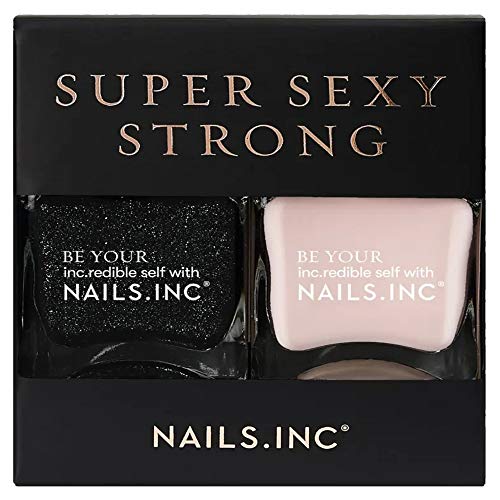 Nails Inc Super Sexy Strong Nagellack Duo Black Glitter 14ml