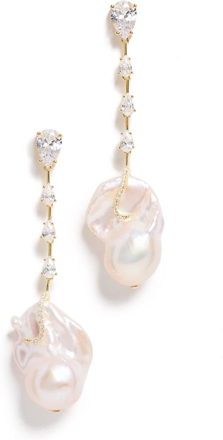 By Adina Eden Women's 14k Dangling Baroque Pearl Stud Earrings