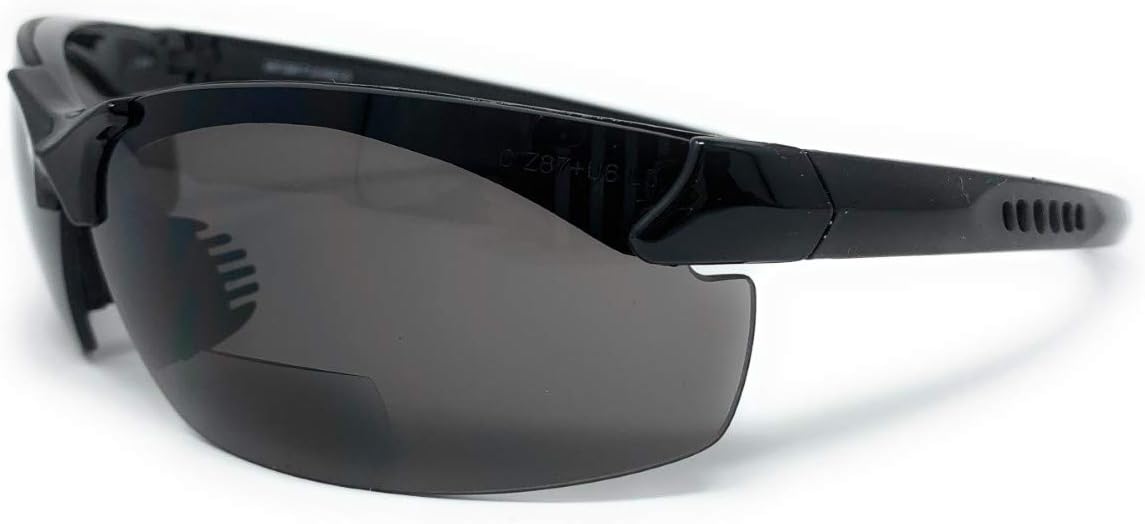 2 Pair The Grant Bifocal Sun Reader Sport and Wrap Around Reading Sunglasses, Unisex Safety Glasses for Men and Women, 2 Black + 3.00
