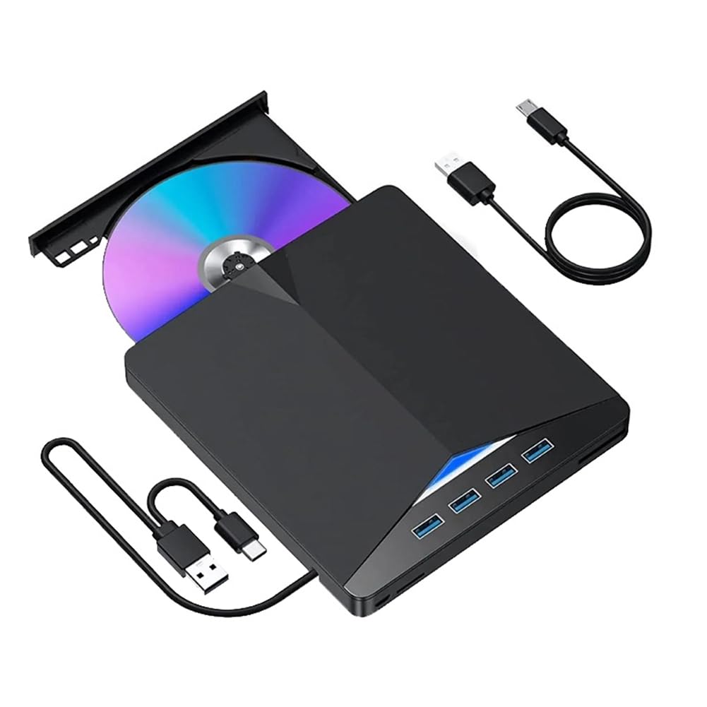 Bloepum USB 3.0 Type-C External DVD RW CD Drive Burner Reader Player External Optical Drive for PC Laptop Desktop Computer