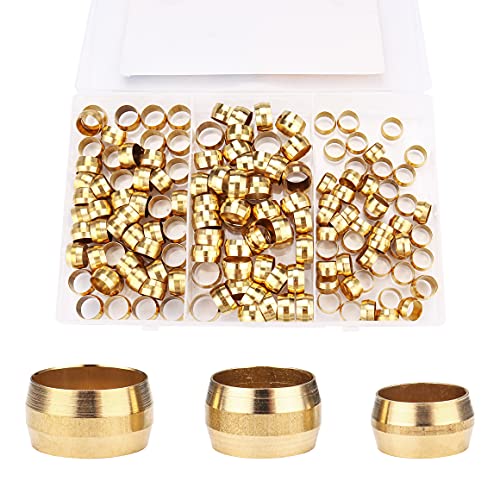 Ltwfitting Assortment Kit 3/8 7/16 1/2 Inch Od Compression Sleeves Ferrules, Brass Compression Fittings(Pack Of 150) #TOP1