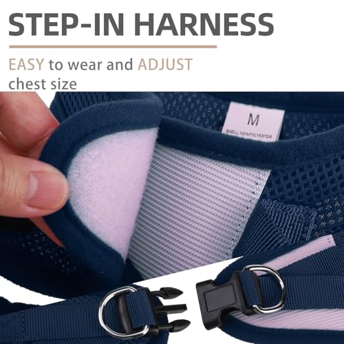 Image of PUPTECK Adjustable Dog Harness Collar and Leash Set Step in No Pull Pet Harness for Small Medium Dogs Puppy and Cats Outdoor Walking Running, Soft Mesh Padded Reflective Vest Harnesses