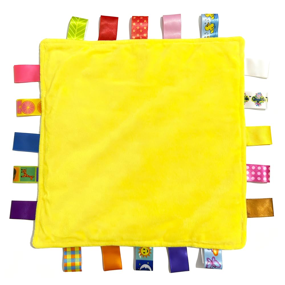 G-Tree Couverture De Réconfort Bébé - Étiquette Douce Multicolore Pour Apaiser Et Stimuler La Curiosité (Bleu)