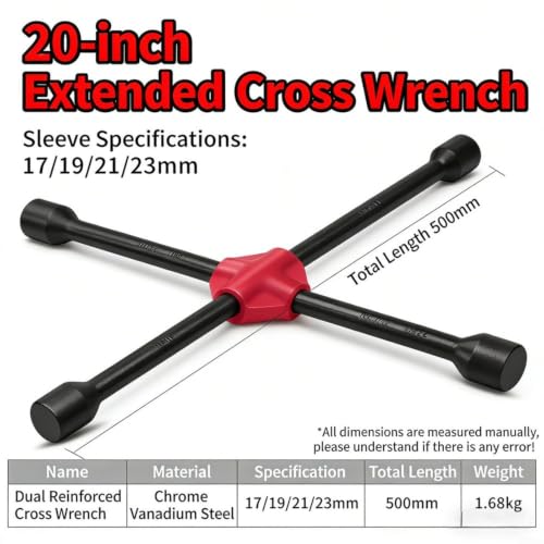 Llave de cambio de neumáticos de coche extensible con 4 vasos intercambiables 6