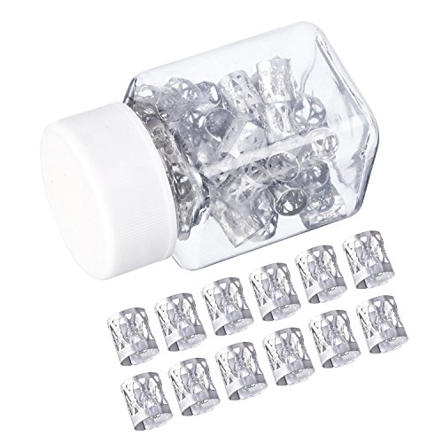 Mudder 50 Pcs Silver Hair Cuffs Aluminum Dreadlock Beads Adjustable Ring image 4
