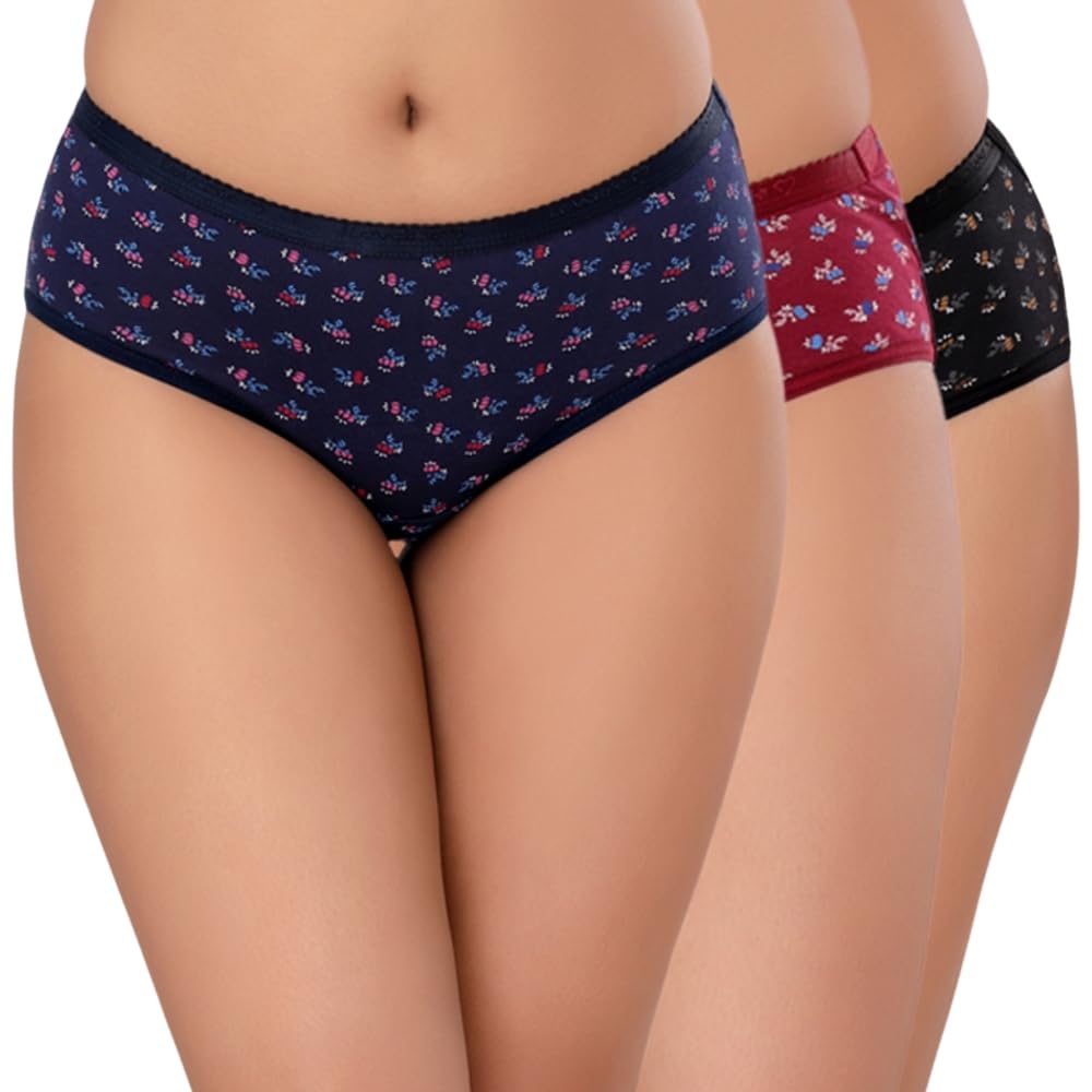 lovable Women's Panties Mid Waist Hipster Seamless, Soft Breathable Fabric, Everyday Comfort Brief Pack of 3, Assorted Printed Brief (1400-1499)-picture-27