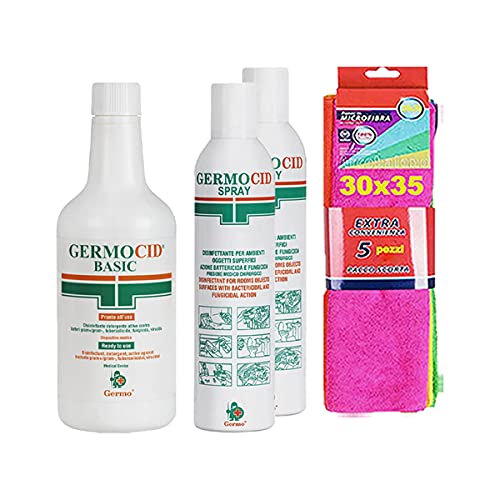 Germocid Kit : Disinfettante Per Ambienti Basic + Disinfettante Per Ambienti Spray X2 + 5 Panni In Microfibra