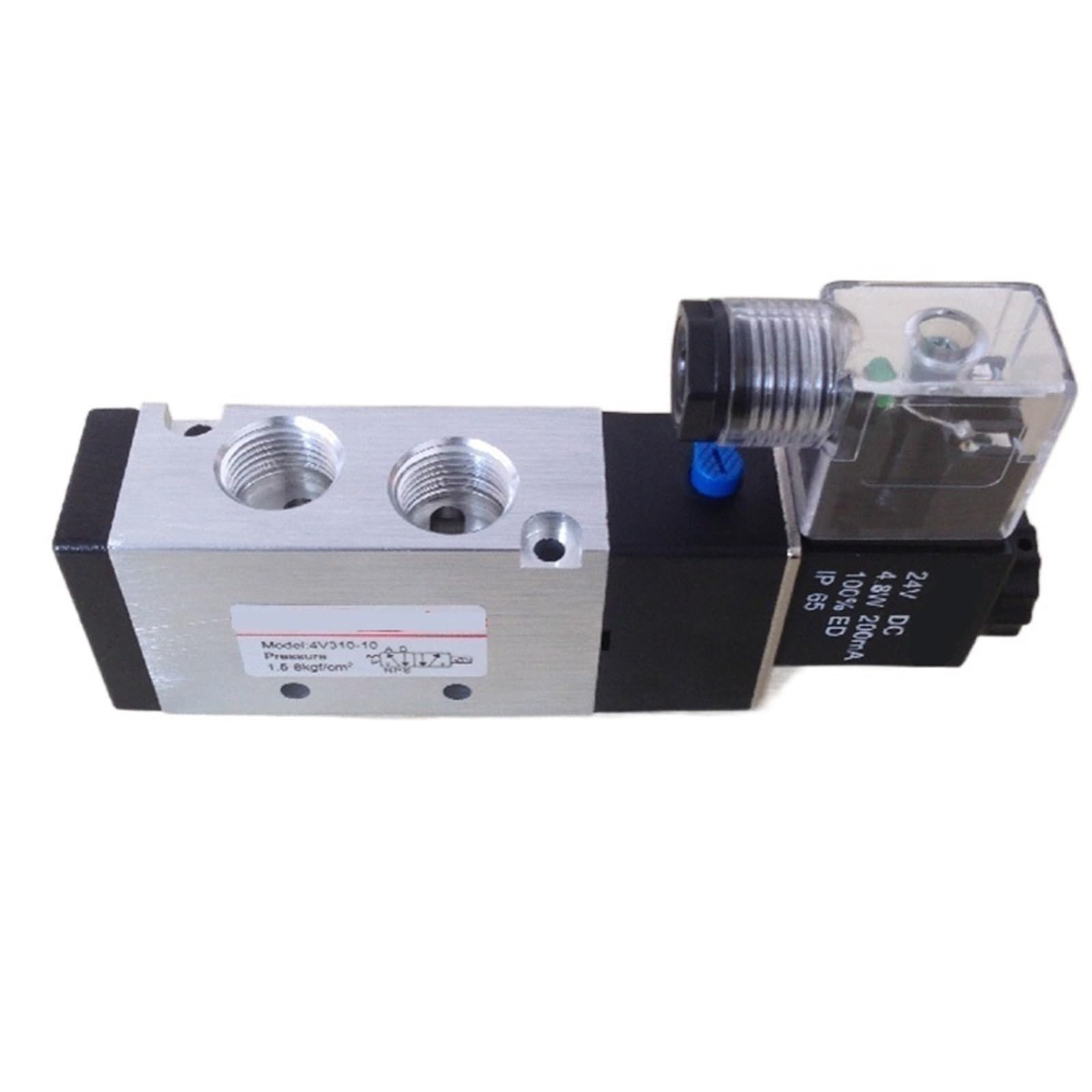 Zawór elektromagnetyczny z pojedynczą cewką 4V310-08 1/4 cala 4V310-10 3/8 BSP 24V 5/2-drożny zawór sterujący z wtyczką światła LED czerwony 1 sztuka (220 V, 0,25 cala)