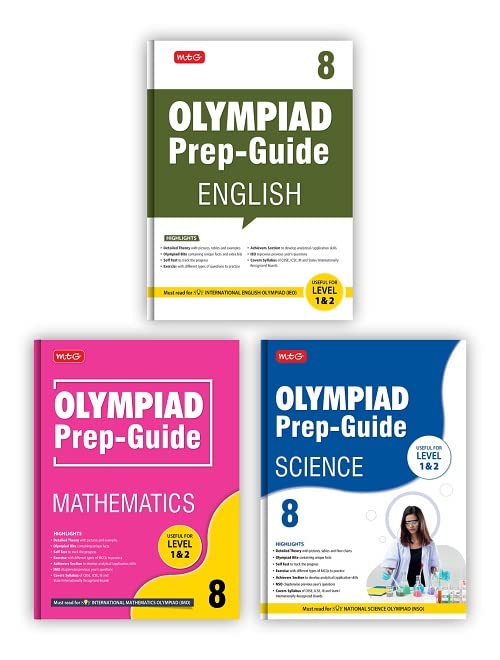 MTG Olympiad Prep-Guide Class 8 - Achievers Section with IMO-NSO-IEO Chapterwise Previous Year Question Paper For SOF 2023-24 Exam, Set of 3 Books (Mathematics, Science, English) MTG Editorial Board MTG Editorial Board Paperback – 4 April 2023