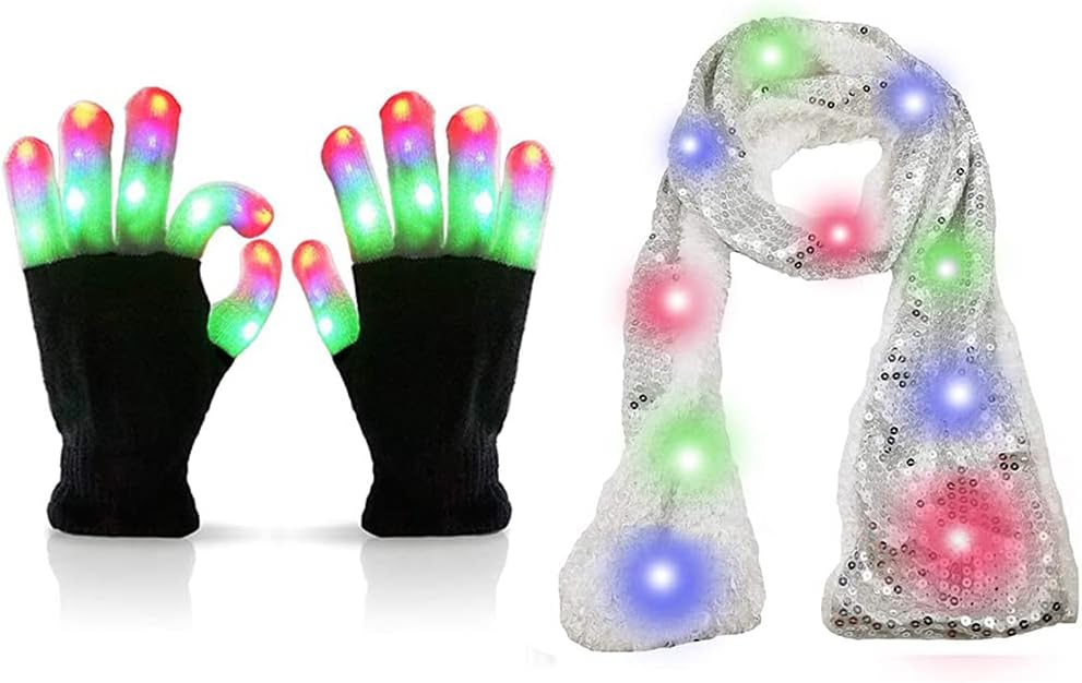 Luwint Children LED Gloves&Flashing Light Up Scarf : Toys & Games