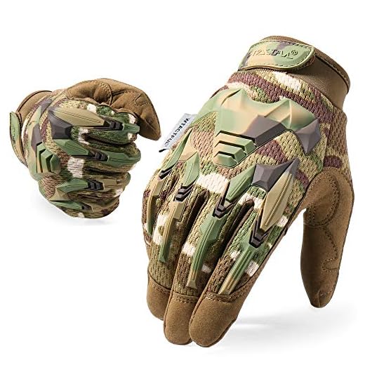 WTACTFUL Gants à doigts complets pour moto, motocyclisme, cyclisme, chasse, randonnée, équitation, travail, escalade, camping, conduite, gants pour homme, camouflage, taille L