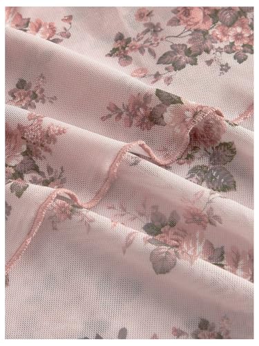 Milumia Women's Floral Asymmetrical Mesh Skirt Boho Ruched Ruffle Trim Midi Skirts4