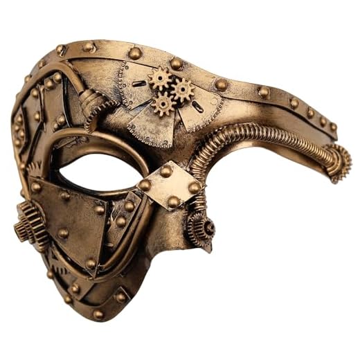 Steampunk Metal Cyborg Venetian Mask, Guld Maskerad Mask Till Halloween Kostymfest/Phantom Of The Opera/Mardi Gras Ball