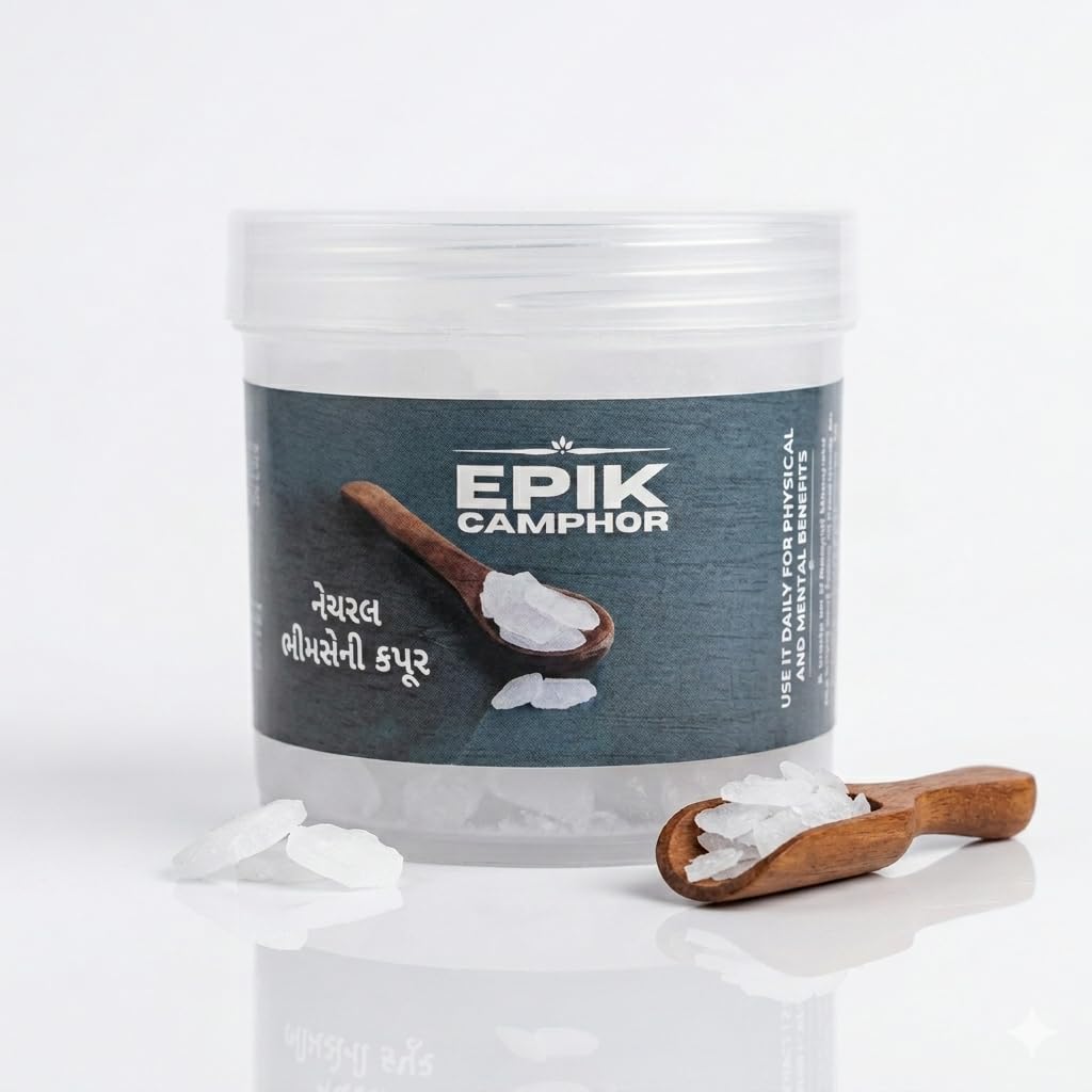 EPIK Camphor Pure Organic and Original Bhimseni Camphor Kapoor Container - 50g | Natural Bhimseni Kapur for Pooja, Meditative Clarity, Hawan & Diffuser | Purifying Fragrance & Better Sleep (50 gm)-image-42