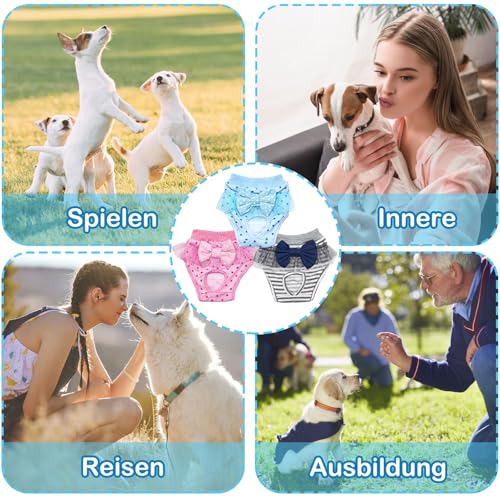 3 Stück Physiologische Hosen für Haustiere, Weiblich Hund Windel, Wiederverwendbare Hundewindel, Waschbar Hund Windeln Hose für weibliche Welpen und Hunde mit Harninkontinenz (M)