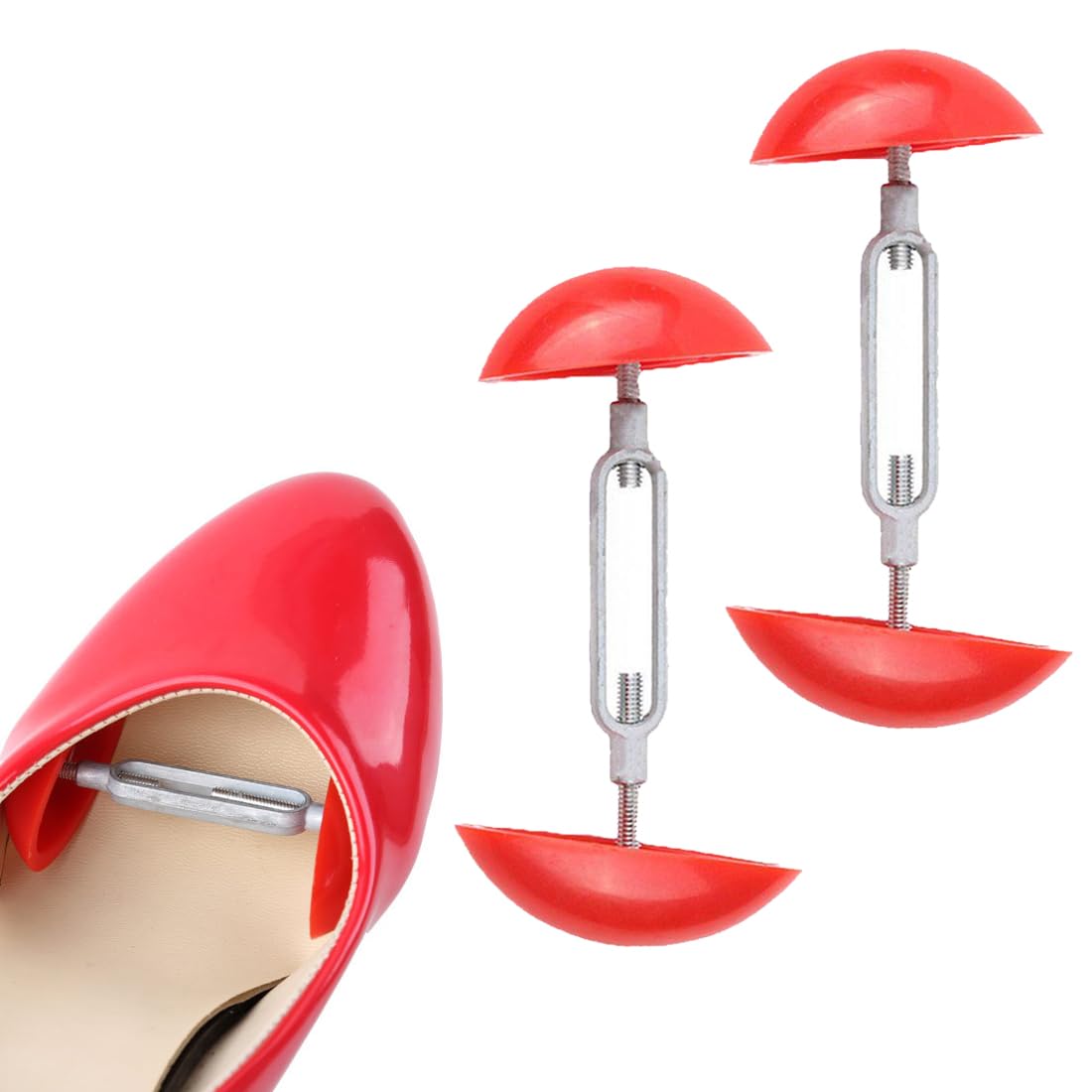 Hormas para zapatos, 1 par de hormas para zapatos de mujer de plástico universales ensanchadas o elásticas unisex aptas para zapatos de cuero botas y tacones altos (rojo)