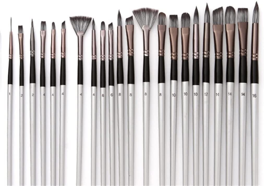 XBTGS Set di 24 pennelli sintetici migliorati con rullo di tela e spatola per pittura acrilica, olio, acquerello, guazzo, set di pennelli