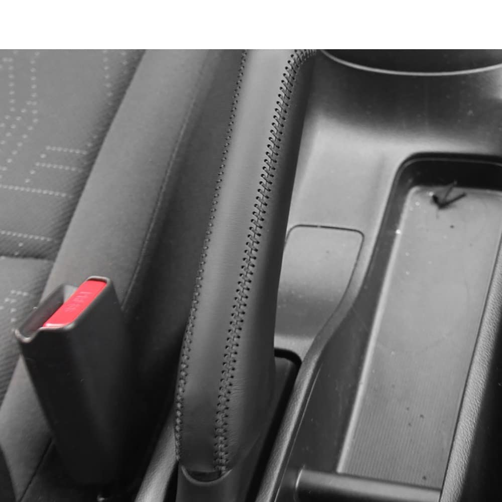 Handbremsengriffe Echte Lederauto Handbremsabdeckungen Hülle Fit verwendet for Honda Fit 2014 Autohandbremse Grips Auto Cover schwarz/roter Faden (Color : Noir)