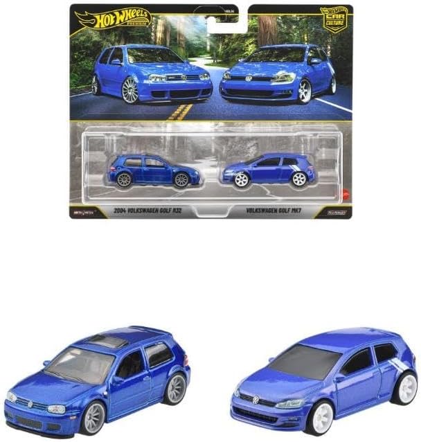 1:64 Hot Wheels Premium Car Culture 2'li Paket 2004 VOLKSWAGEN GOLF R32 - VOLKSWAGEN GOLF MK7 HBL96 - JHW49