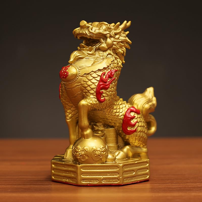 Amazon.co.jp: 麒麟の置物 風水 麒麟 キリン 対 置物 銅製 龍 馬
