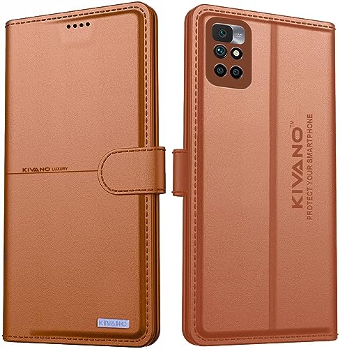 Image of KIVANO Compatible with Xiaomi Redmi 10 Prime Flip Cover | Leather Finish | Inside Pockets & Inbuilt Stand | Shockproof Wallet Style Magnetic Closure Back Cover Case