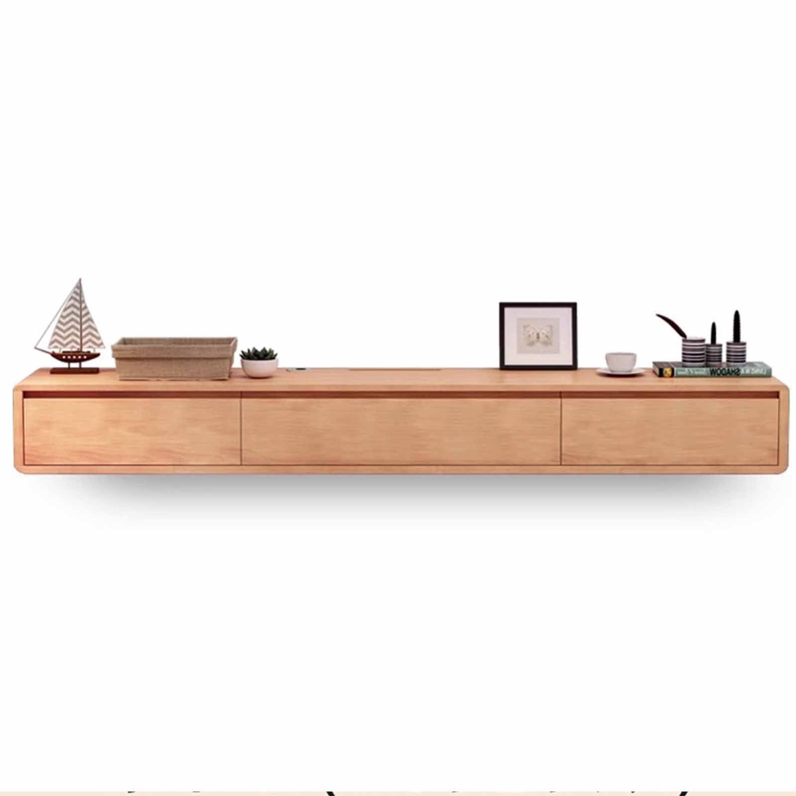 Banc TV mural flottant bois et meuble TV suspendu design
