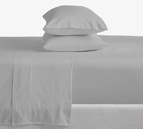 4-Pcs Bed Sheets Set Silver 100% Cotton Bedlinen Set for Queen Size Bed Single Ply Long Staple Cotton Yarns Breathable 800 Thread Count Bedding Set,
