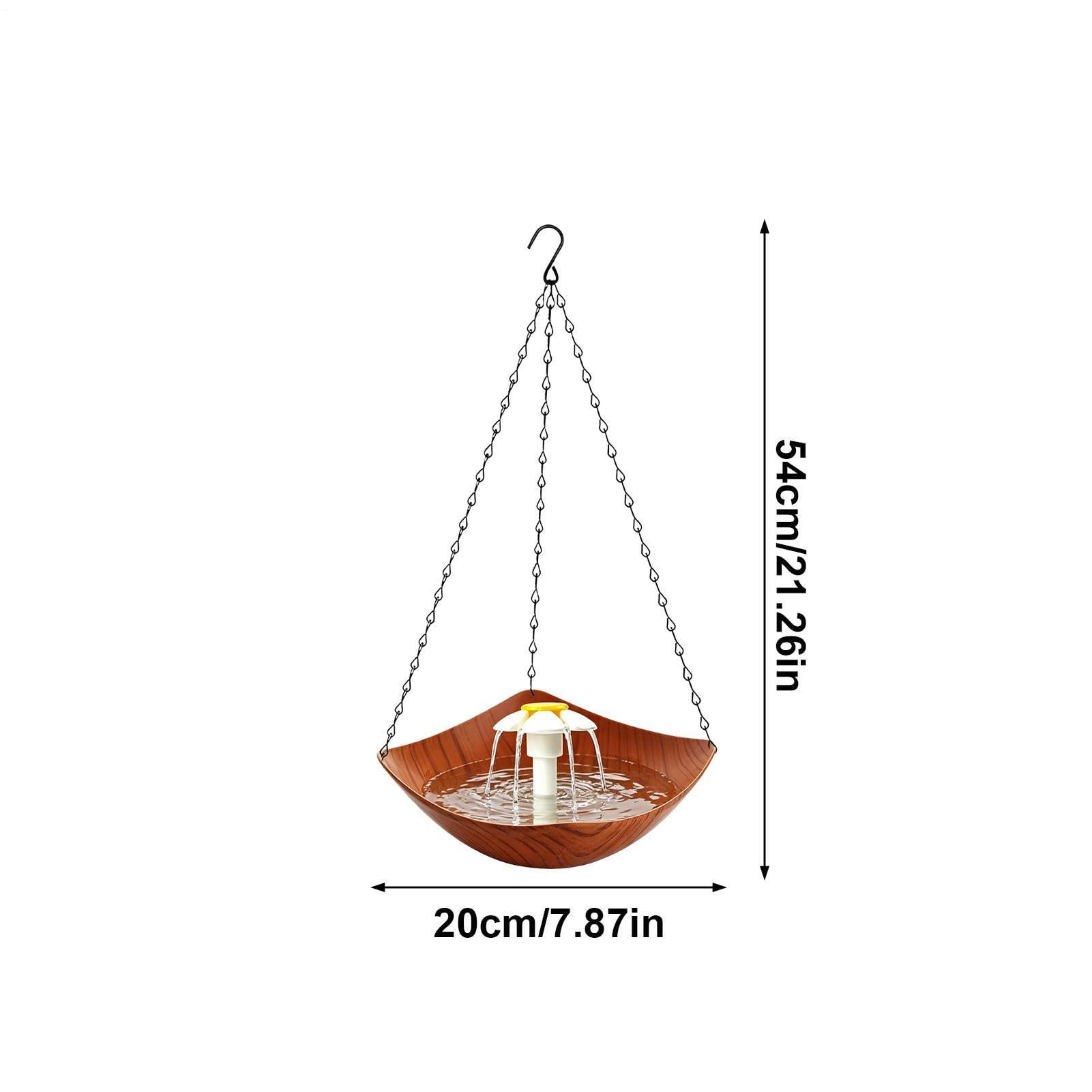Bain d'Oiseaux pour Extérieur Mangeoire Suspendue avec Pompe Solaire | Fontaine pour Oiseaux pour Jardin, Pelouse, Parc, Arbre, Cour