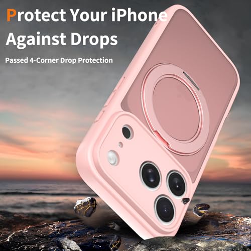 Image of Magnetic Case for iPhone 17 Pro with Magnetic Ring Stand, [Compatible with Magsafe] [Military Grade Drop Protection] Shockproof Phone Cover for iPhone 17 Pro Full Camera Protection 6.3 inch Pink