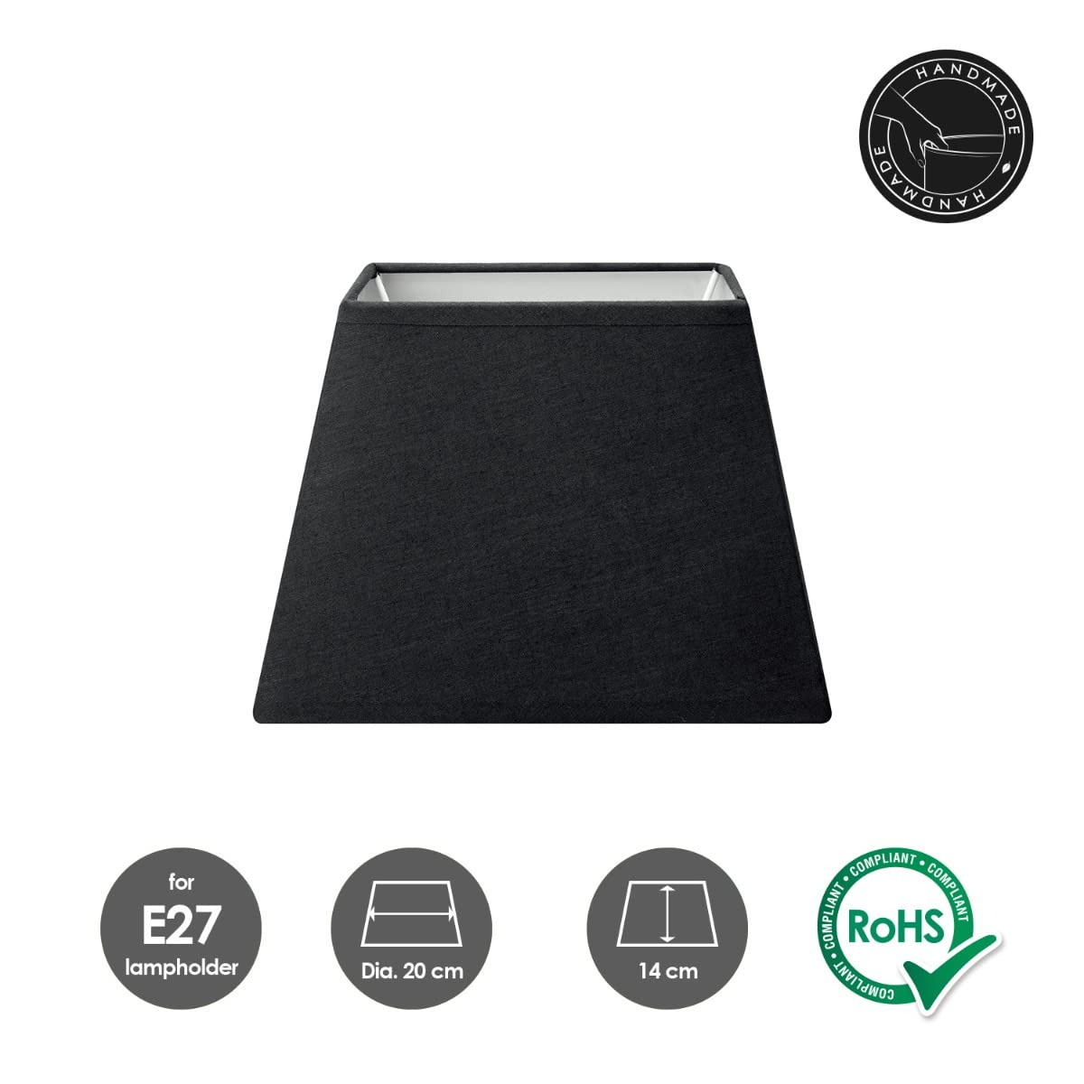 Paralume Home Sweet Home - Tessuto Nero, E27, 30x20x17cm, Per Lampade Tavolo - Foto 11