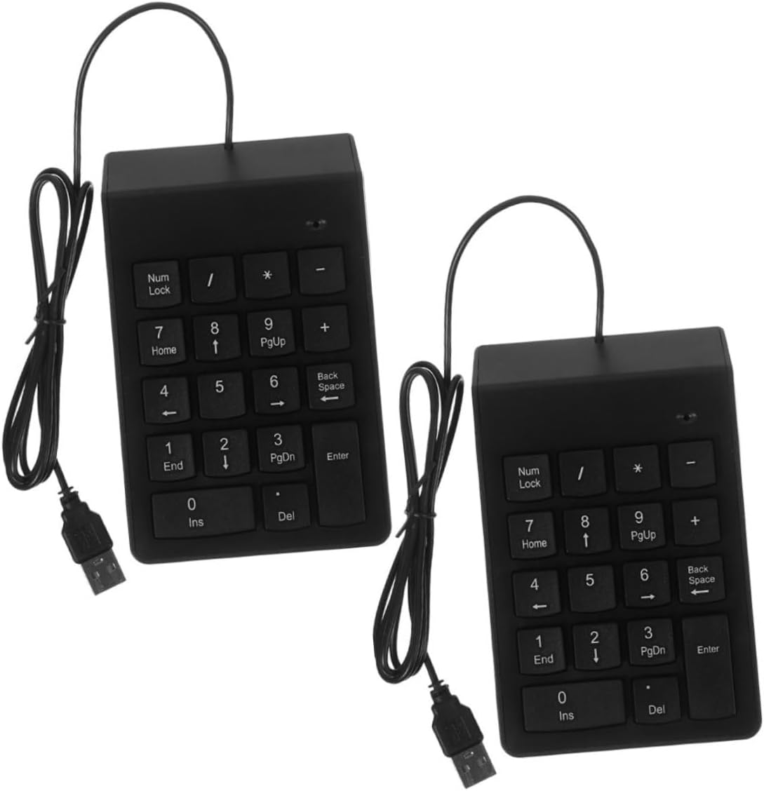 Ipetboom 2pcs Wired USB Numeric Keypad 18-Key Compact Mechanical Number Pad for Laptop and Desktop Financial Banking Use Portable PC Keyboard