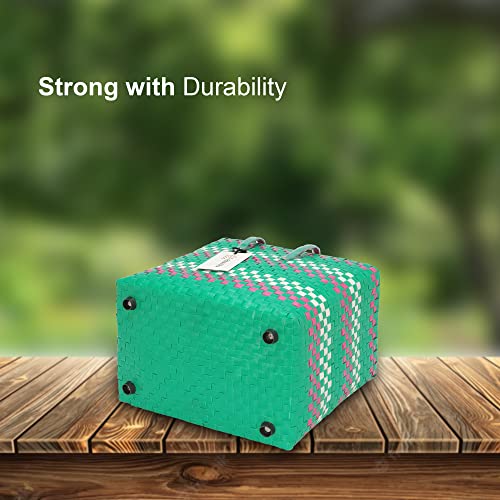 Image of Arnavira Handmade Multipurpose with Lid 7.5L Used as Lunch Lunch Bag Tiffin Bag for Office,School & Travel (25x13x22) (Pink Sea Green, Small)
