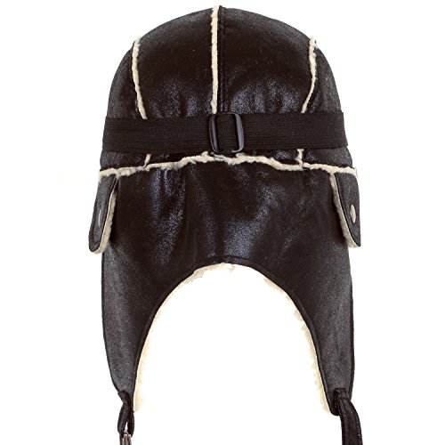 ililily Aviator Hat Winter Snowboard Fur Ear Flaps Trooper Trapper Pilot Goggles (US, Alpha, Medium, Dark Brown/Beige) - Thumbnail 4