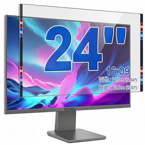 Ruord Magnetic Blue Light Screen Protector for 24 Inch 16:9 Aspect Ratio Computer Monitor - Blue Light Blocking Film & Anti-Glare, Removable PC Blue Light Blocking Shield | Protector Film for Office