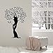 QIANGTOU Decalcomanie da Muro in Vinile Natura Astratta Ragazza Rami di Un Albero Foglie Adesivi murali per la Decorazione della Parete della Camera da Letto di casa Dec 105x73cm