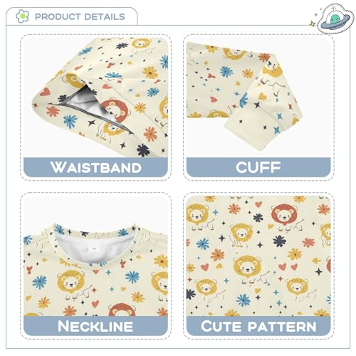 JUNZAN Cute Cartoon Lions Little Girls Sweatshirts Hoodies Crewneck Tops Clothing Shirts Athletic 4T3