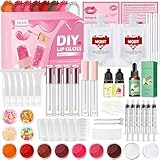Lipgloss Selber Machen, JUYRLE Lippenstift Making Kit, Ungiftig Kreative Basteln Erwachsene DIY Herstellung Lip Gloss Set, Lustiges Kosmetik Make up Geburtstag Geschenk für Mädchen/Frauen/Girl