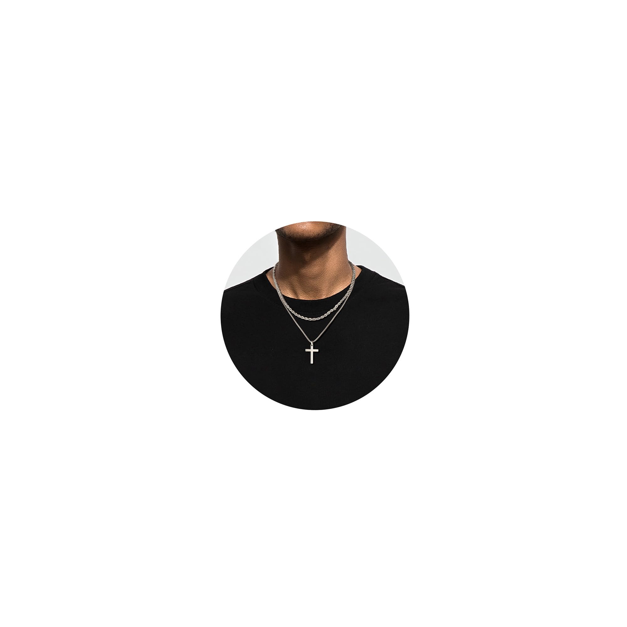 YADOCA Collar Hombres Acero Inoxidable Cruz Collar Cadena de Cuerda Cruz Colgante Collar Simple Joyería Regalos Cadena Collar Plata Oro Cadenas para Hombre