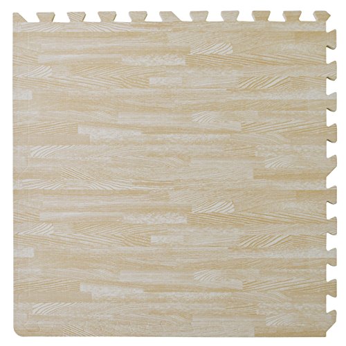 Ash Printed Wood Grain Interlocking Anti-Fatigue Puzzle Floor Tiles Mats - 24