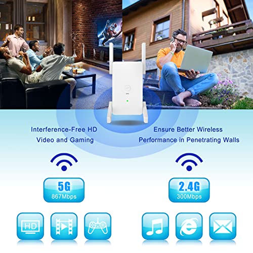 WiFi Extender WiFi Booster Repeater - 2022 release Covers up to 8500 sq.ft.50 Devices 1200Mbps Dual Band Internet Booster 5G 2.4G WiFi Extenders Signal Booster for Home, Internet Extender WiFi Booster - Image 6