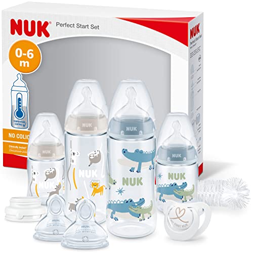 Nuk First Choice+ Biberon 150 Ml – Trattore Blu, 0-6 Mesi, Controllo Temperatura E Valvola Anticolica