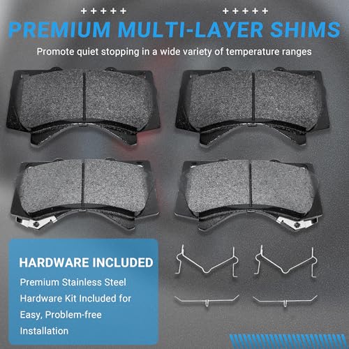 Image of Front Brake Pads Set Compatible with Le-xus LX570, Toyota Land Cruiser Sequoia Tundra Automotive Replacement Brake Pads Semi-Metallic D1303