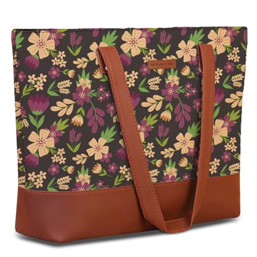 Image of The Purple Tree Handcrafted Women's Tote Bag with Vegan Leather Handles & Indian Prints, Shoulder Tote Bag and Handbag for Office and College (Pack of 1)